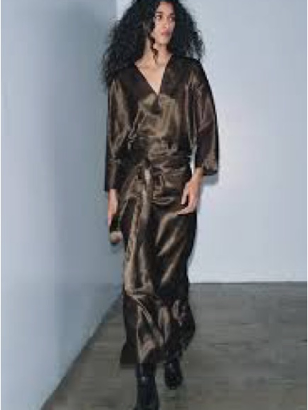Zara Collection Satin Effect Wrap Dress NWOT